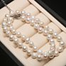 Jay French Luxury Simple Style Clearly White 8-9 Mm Freshwater Pearl Necklace Bracelet Earring Jewelry Set for Gift