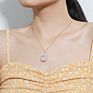 Jd Gemstone Copper Edging Necklace Oval Pendant Rose Quartz Jade Amazonite Gray Moonstone Semi-Precious Stone Jewelry