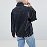 Jean Jacket Dropped Shoulder Black Denim Jacket Women