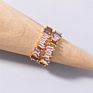 Jewelry Colorful Irregular Zircon Double Layer Open Rings Adjustable Multi Gemstone Brass Ring for Women