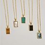 Jewelry Colorful White Shell Necklace Rectangle Pendant Necklace Stainless Steel Necklace