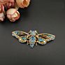 Jewelry Egyptian Cicada Moth Brooch Crystal Rhinestone Enamel Paint Golden Tone Bug Pin Brooches