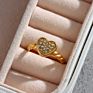 Jewelry Twisted Wedding Band Tarnish Free Stainless Steel Gold Heart Shaped Diamond Ring for Women