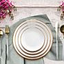 Jk Ceramics Plates Restaurant Gold Rimmed White Porcelain Dinner Plate Dishes Set