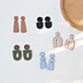 Juhu Original Stock Clay Paint Drop Earrings Simple Solid Color Design Geometric Acrylic Party Girl Jewelry