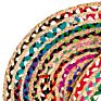 Jute Cotton Area Rug- 2X3 Feet Oval Hand Woven Multicolor Recycled Cotton Reversible Braided Rag Rug