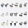 Kaidvll Cufflinks Luxury White Stripe Rectangle Cufflink Crown Crystal Novelty Cufflink for Mens