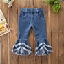 Kid Girl Jeans Bell-Bottomed Pants Cute Baby Flare Denim Trousers Children Pants Boutique