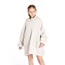 Kids Design Animal Rabbit Oversized Grey Sherpa Sweatshirt Wearable Hooded Blankets Hoodie Blanket