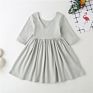 Kids Fall Wear Manufacturers Eco-Friendly Solid Color 95% Cotton Daily Life Dress for Girl