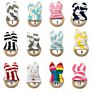 Kids Natural Wood Teether Baby Knotted Bunny Ear Teether Beech Wood Teething Rings Molars Dental Exercise Wooden Ring Toys