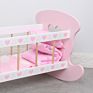 Kids Wooden Pink Baby Dolls Crib Rocking Cradle and Bedding Set Toys with Pink Pad Blanket Pillow as Gift for Ages 3+