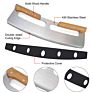 Kingforce Kitchen Mezzaluna Cover Blade Mezzaluna Chopper Knife Pizza Cutter Slicer Knife with Double Wooden Handle
