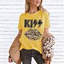 Kiss Leopard Lips Casual T Shirt