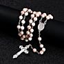 Komi Sell Rosary Glass Beads Necklaces Jesus Virgin Mary Catholic Religious Rosary Necklace for Pary