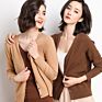 Korean Style Fall V Neck Long Sleeve Button down Plain Knitted Cardigan Sweater