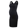 Ksy Women's Maternity Mama Sleeveless Tulip Dress Wrap Hem Ruched Casual Fitted Sheath Dress