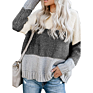 Ladies Color Block Crew Neck Long Sleeve Women Sweater