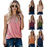 Ladies Ruffle Sleeveless Tops Women Candy Color Casual with Ruffles