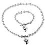 Ladies Titanium Steel Stainless Steel O-Chain Solid Heart Necklace Bracelet Set Ot Buckle