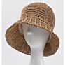 Lady Foldable Hand Crochet Paper Straw Bucket Sun Hat for Beach Daily Resort Holiday Uv Protection