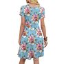 Lady Ruffle Elastic Loose Comfy Swing Sundress Elegant Casual Pocket Floral Print round Collar Short Sleeve Dress