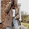 Lapel Collar Double-Breasted Slim Fit Business Plaid Blazers Jacket for Women