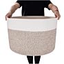 Large Cotton Rope Basket with Handles, Woven Baby Laundry Blanket Basket Toy Basket, Natural and Safe for Baby Kids Basket