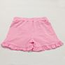 Latest Children Girls Shorts Popular Plain Knit Baby Cotton Bottoms Pink Ruffle Trim Shorts