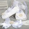 Latest Fancy Lace Soft Sole White Baptism Christening Shoe with Headband Set for Newborn Baby Girls