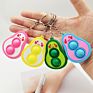 Latest Mini Popping It Keychain Fidget Avocado Keychain Double-Sided Bubble Smiley Avocado Bag Pendant Gift