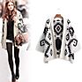 Latest Sales Medium Length Black and White Geometric Diamond Jacquard Cotton Knitting Cardigan Sweater