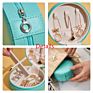Leather Jewellery Packaging Storage Ring Earing Necklace Jewel Organizer Case Small round Travel Jewelry Box