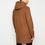 Light Brown Men Long Hooded Duffle Wool Coat