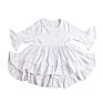 Little Girl Fall Clothes Pure White Cotton Hi Low Ruffles Shirts with Grey Bell Bottoms Girl Boutique Baby Clothes