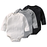 Long-Sleeve 100% Cotton Baby Bodysuit Multi-Color Unisex Baby Solid Boy Rompers