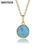 Long Chain round Shape Crystal Charm Costume Jewelry Druzy Stone Jewellery Pendant Necklace for Women and Girls