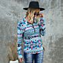 Long Sleeve Half Zip Aztec Hoodie Turtleneck Sweatshirt Oversized Hoodies