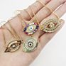 Ls-D1538 Rainbow Evil Eyes Pendant Necklace Gold Color Copper Cz Chain Choker Necklace for Women Girls
