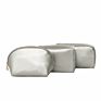 Luxury 3 Sizes Cosmetic Bag Set Waterproof Toiletry Bag Set Metallic Pu Leather Cosmetic Bag Set for Makeup