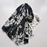 Luxury Black Scarf Ladies Floral Print Scarf and Wraps for Autumn