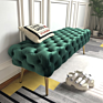Luxury Flannel Fabric Brass Legs Bedroom/Living Room Lake Green Bed Bench Stool