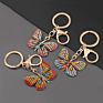 Luxury Gold Metal Alloy Insect Rhinestone Butterfly Keychain Accessories for Women