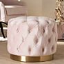 Luxury Italian Design Cute Tufted round Ottoman Bench Velvet Ottoman Stool