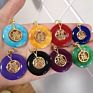 Luxury Jewelry Peace Buckle Pendant Colorful Jade round Pendant Peace Sign Charms Necklace Women Charm