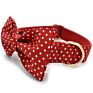 Luxury Red round Dots Dog Collar and Leashes Bow Tie Dog Cat Necklace with Metal Buckle for Pet Gifts
