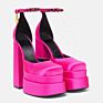 Luxury Satin Pumps Women Bold Block Heel Shoes Double Platform High Heels