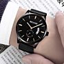 Luxury Stainless Steel Wristband Black Movement Unisex round Quartz Watch