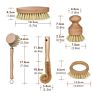 Masthome Eco-Friendly 5Pcs Kitchen Brush Set All Natural Fibre Wooden Floor Vegetable Dish Bottle Pot Brush Sisal Cleaning Brush