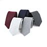 Men Cotton Solid Color Slim Necktie Stripe Skinny Tie for Wedding Party